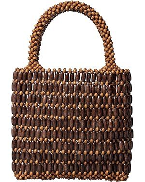 Small Tote Bag Wooden Bead Bag Woven Handbag Clutch Purses for Women | Amazon (US)