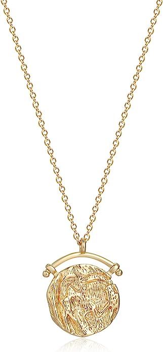 Mevecco Carved Gold Coin Pendant Necklace for Women Girls Men,18K Gold Plated Dainty Minimalist N... | Amazon (US)