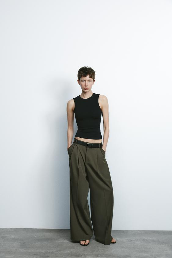 DOUBLE PLEAT BELTED PANTS | Zara US