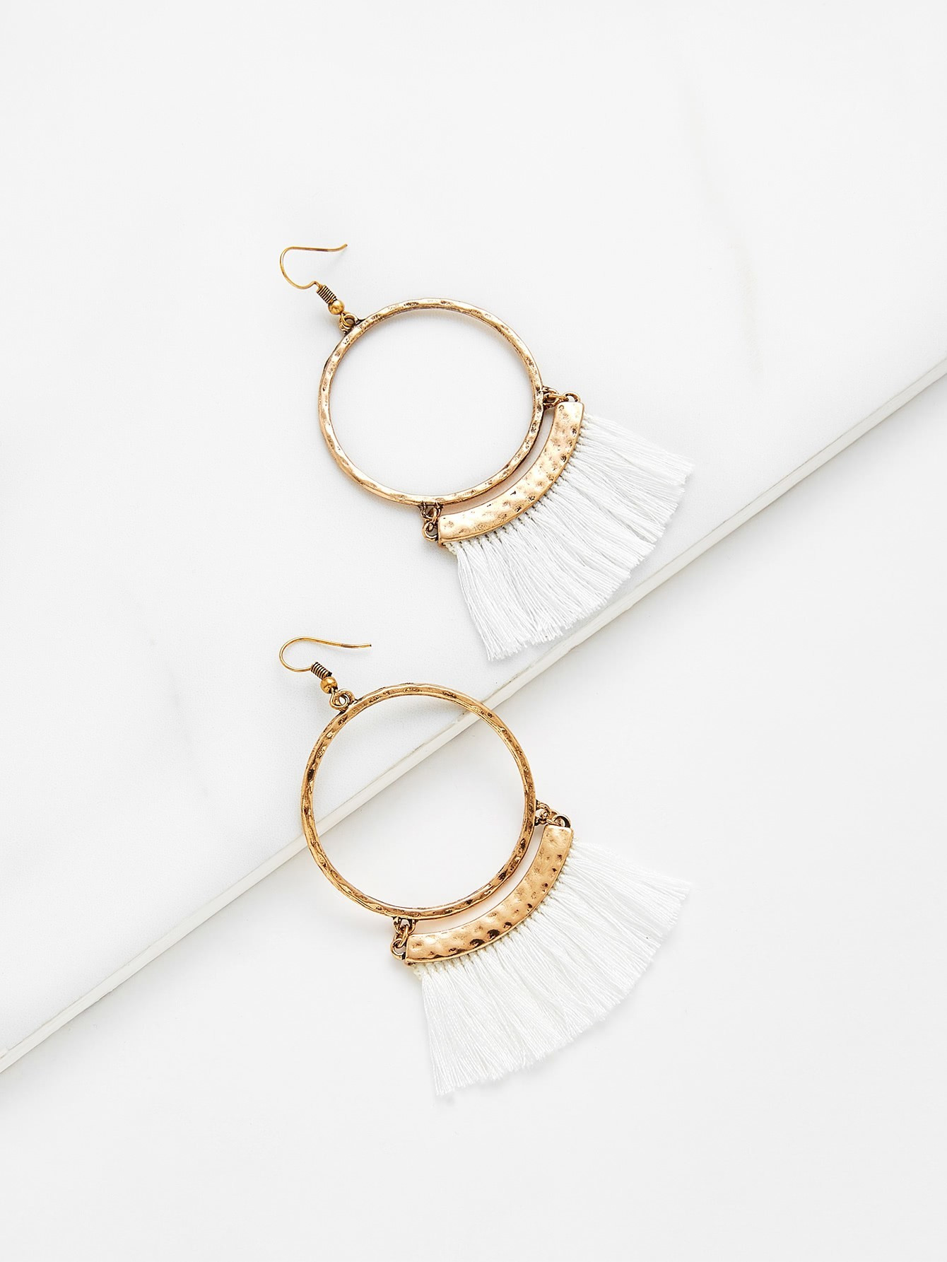 Fringe Tassel Hoop Drop Earrings | SHEIN