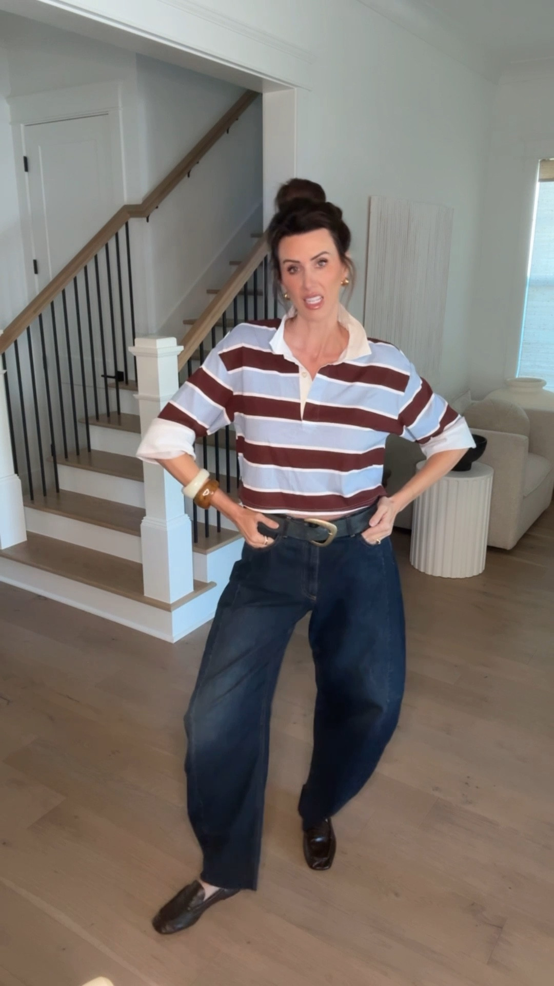 target rugby top // zara balloon jeans 

#LTKootd #LTKgrwm #LTKOver40