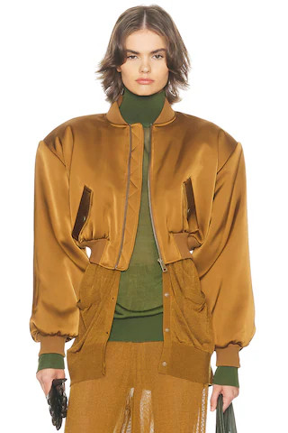 Helsa The Satin Puff Bomber in Dijon from Revolve.com | Revolve Clothing (Global)