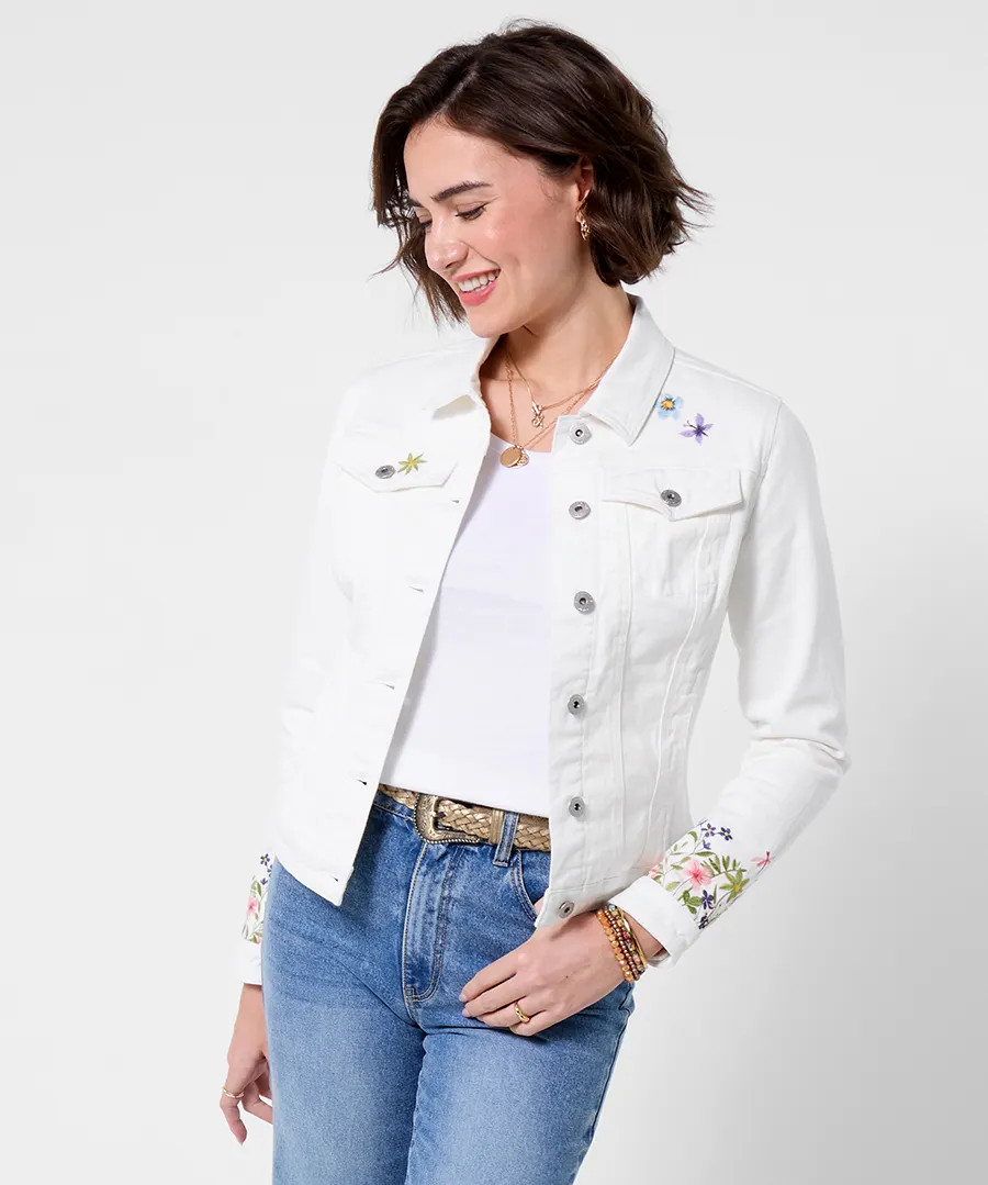 Spring Meadows Embroidered Denim Jacket | Joe Browns