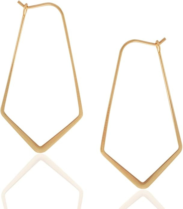 Humble Chic Geometric Chevron Hoop Threader Earrings for Women - Hypoallergenic Lightweight Cutou... | Amazon (US)