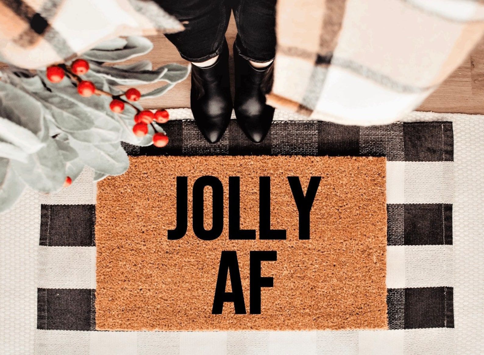 Jolly AF Doormat Winter Custom Doormat Holiday Gift - Etsy | Etsy (US)