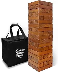 Yard Games Stained Large Jr. Tumbling Timbers with Carrying Case | Starts at 21-Inches Tall and B... | Amazon (US)