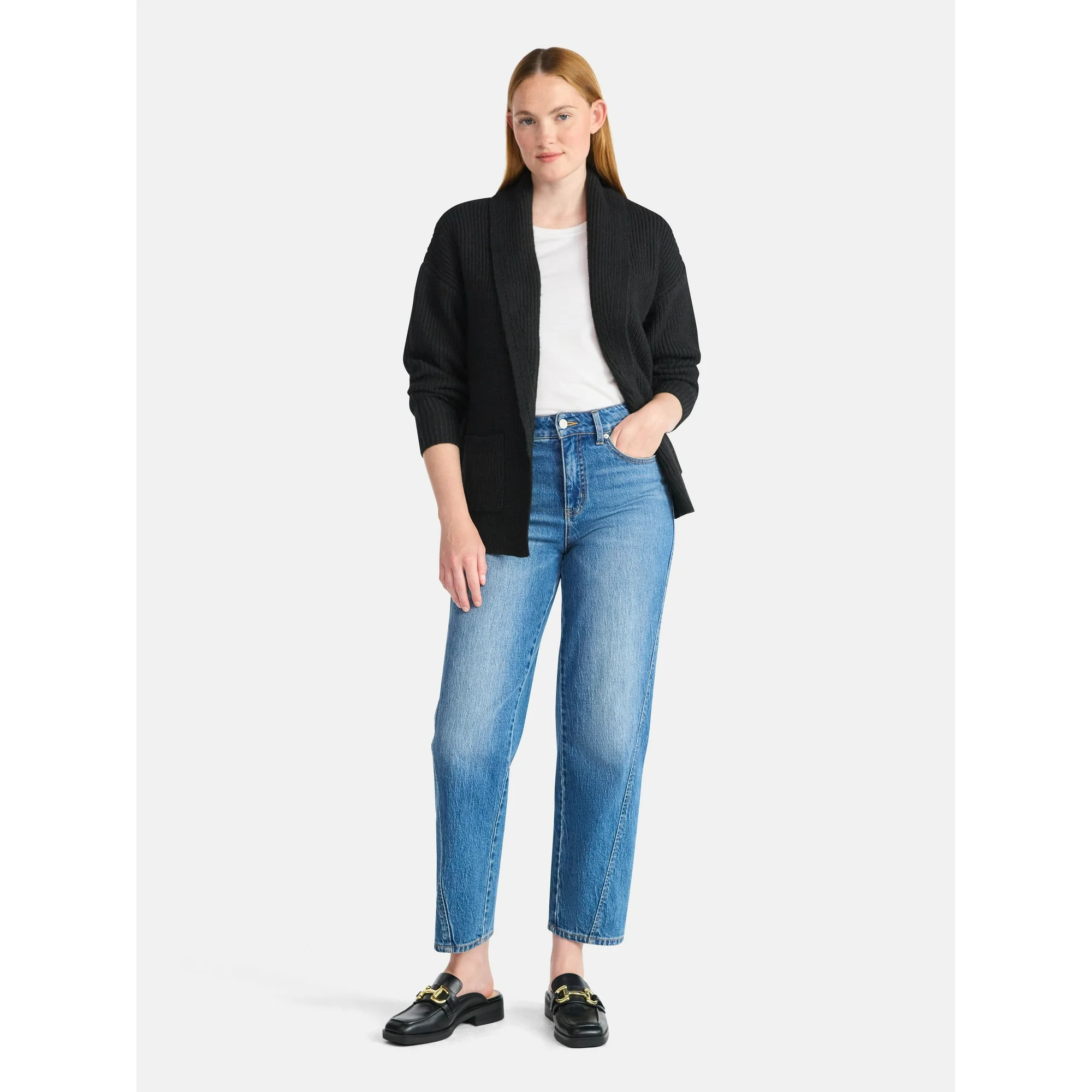 Time and Tru Women's Fuzzy Cardigan Sweater, Lightweight, Sizes XS-XXXL | Walmart (US)