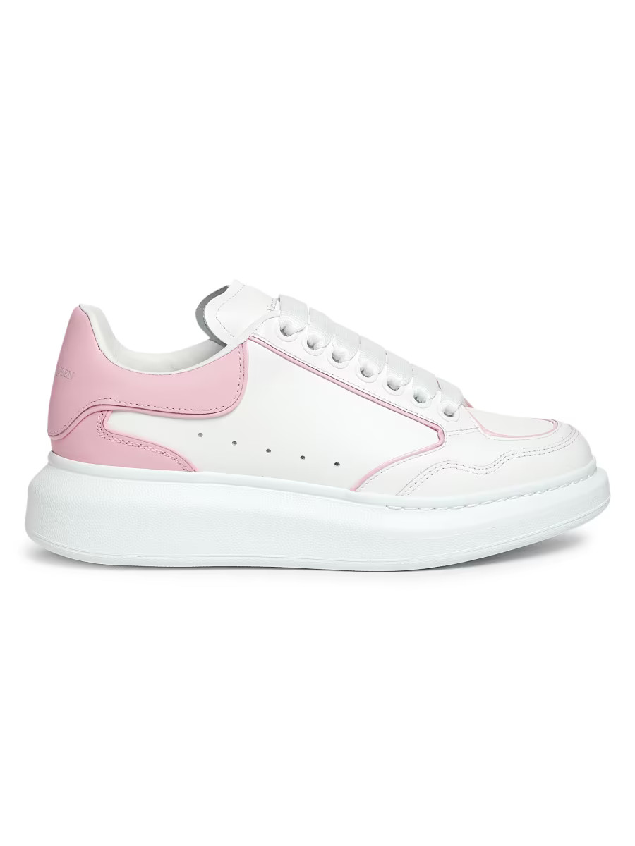 Shop Alexander McQueen Oversized Leather Low-Top Sneakers | Saks Fifth Avenue | Saks Fifth Avenue