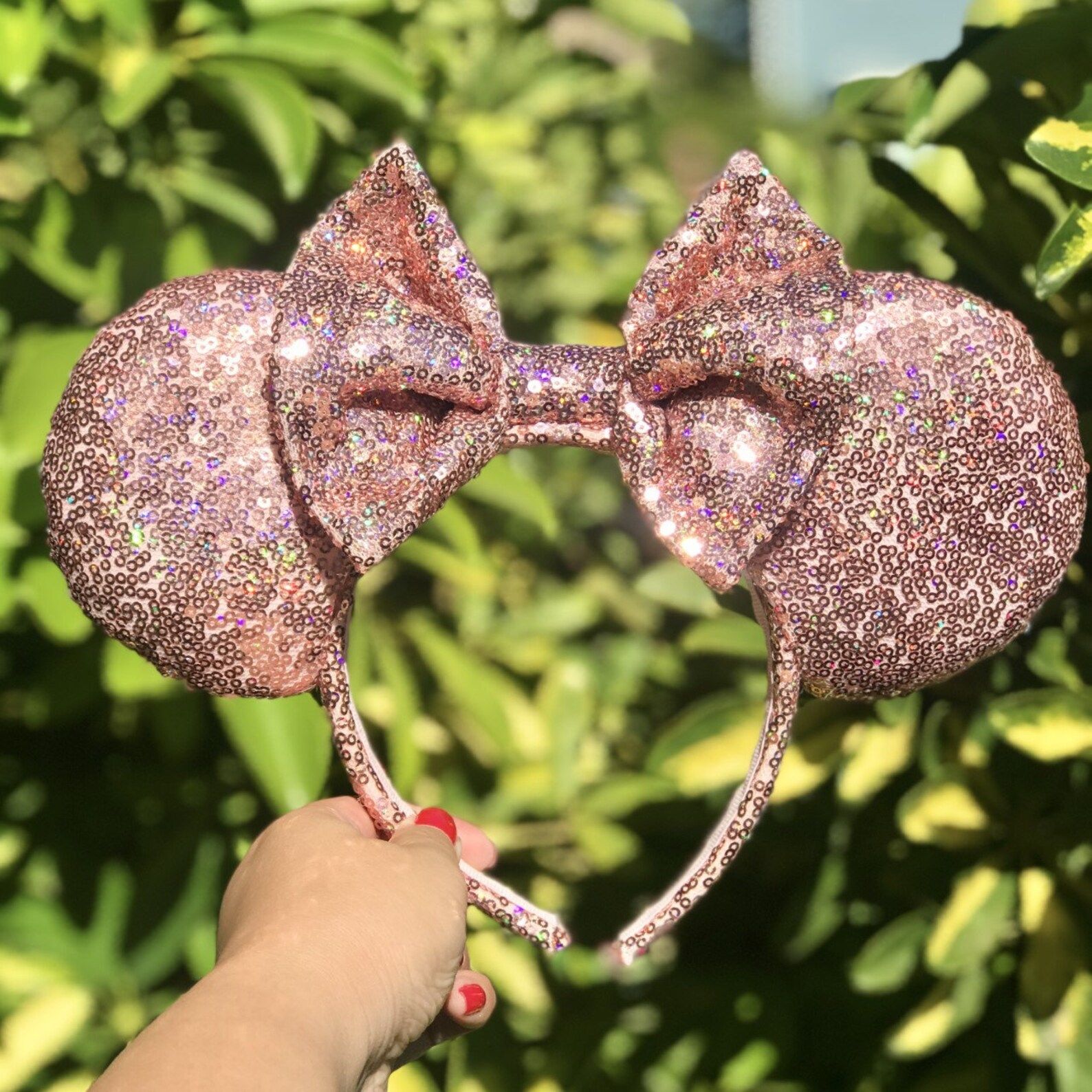 Rose Gold Iridescent Sequin Minnie Mouse Ears | Etsy (US)
