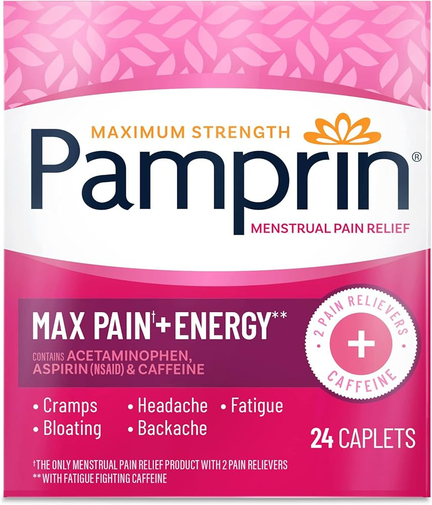 Pamprin Maximum Strength Max Pain and Energy Formula, Menstrual Period Symptoms Relief for Cramps... | Amazon (US)