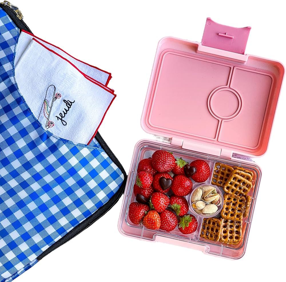 Yumbox Snack Box - 3 Compartment Leakproof Bento Lunch Box for Kids (Coco Pink with Rainbow Tray) | Amazon (US)