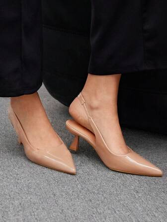 SHEIN BIZwear Ladies Nude High Heel Shoes With Pointed Toe, Graduation Heel, Prom Heels For Summe... | SHEIN