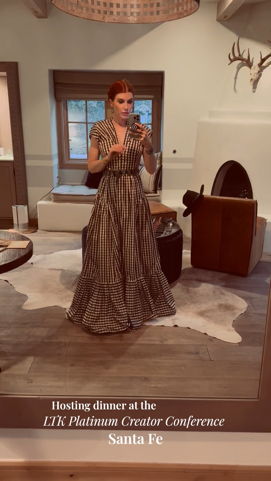 Hosting dinner tonight in Santa Fe for our Platinum LTK creators and gingham felt right. I chose this stunning Lela Rose dress for the occasion and added my turquoise belt 😍
Dinner is in the barn tonight and I can’t wait for everyone to experience it! 

#LTKWedding #LTKSeasonal #LTKWorkwear