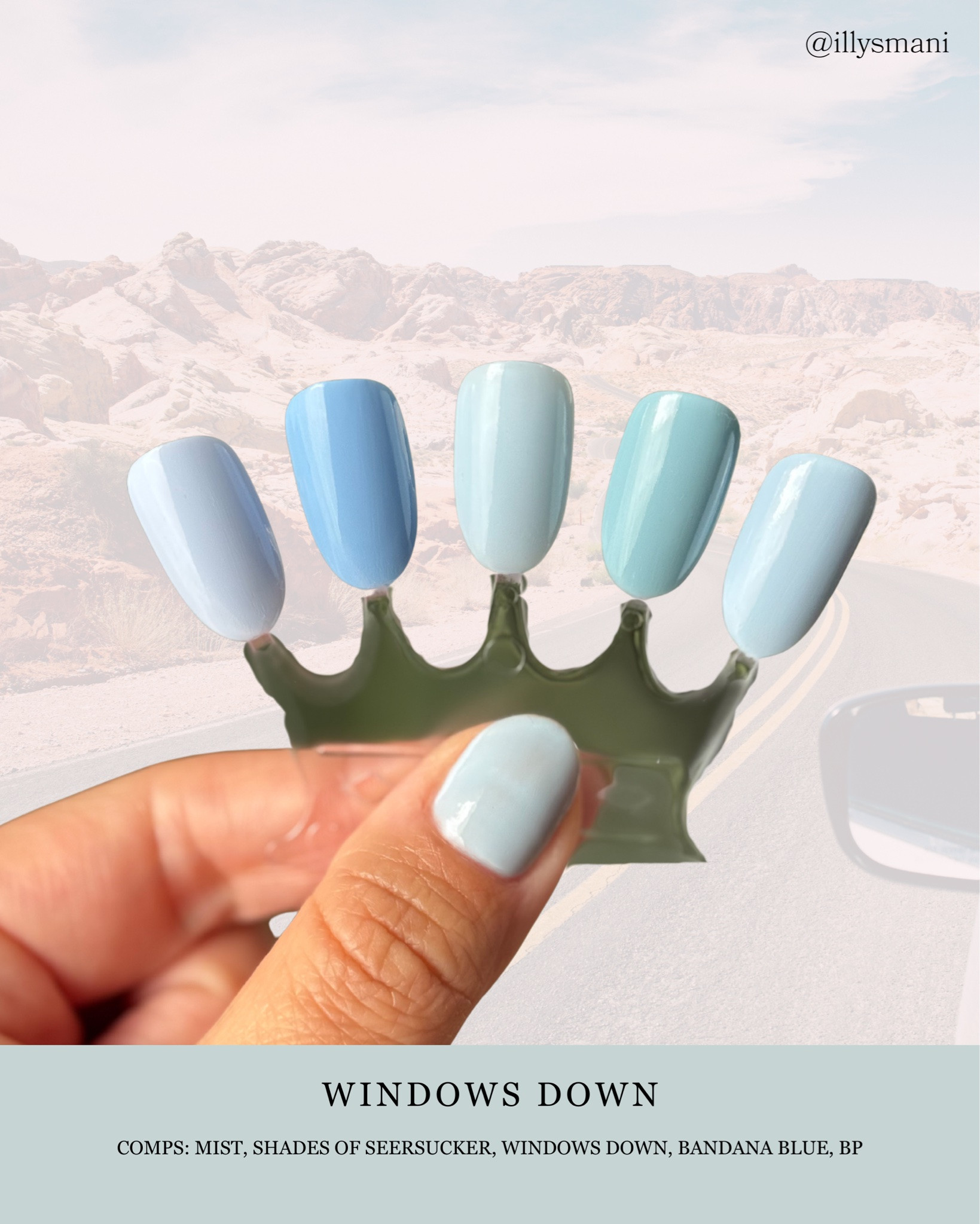 Spring 2026 O&J collection swatched and compared to other colors in the collection. 

Blue nail polish
Red nail polish 
Yellow nail polish 
Red nail polish

#LTKBeauty