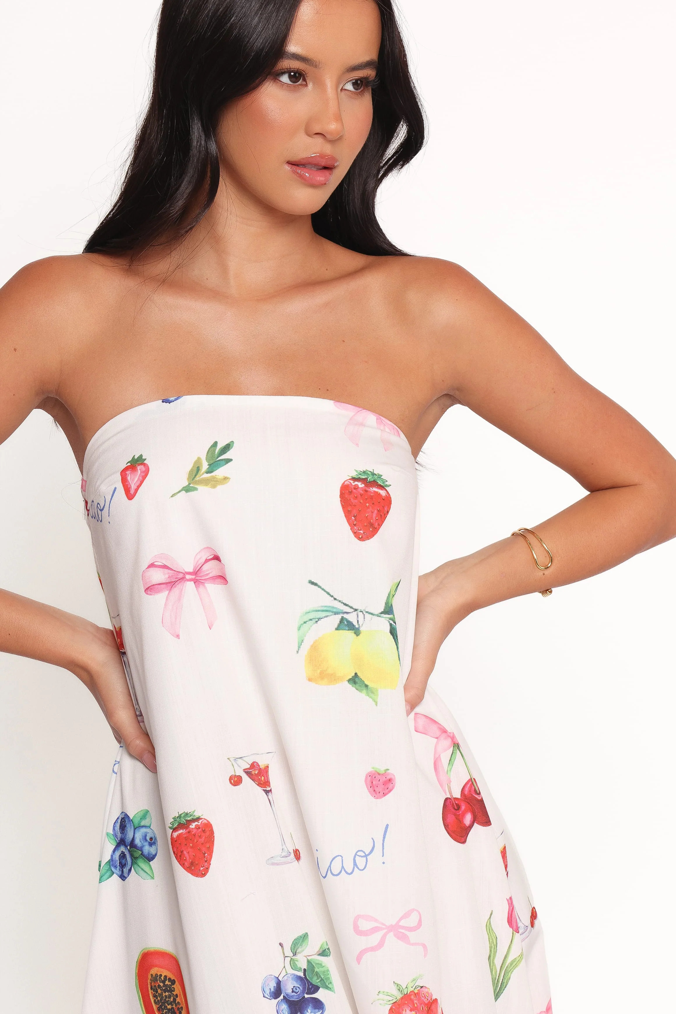 Soph Strapless Maxi Dress - Ciao Bow Print | Petal & Pup (US)