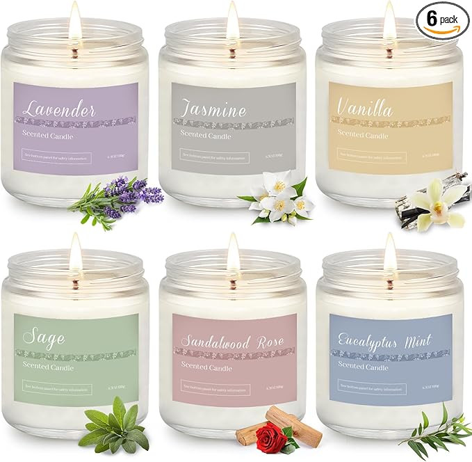 6 Pack Candles for Home Scented Aromatherapy Candles Gifts Set for Women, Lavender Candle, 37.8 o... | Amazon (US)