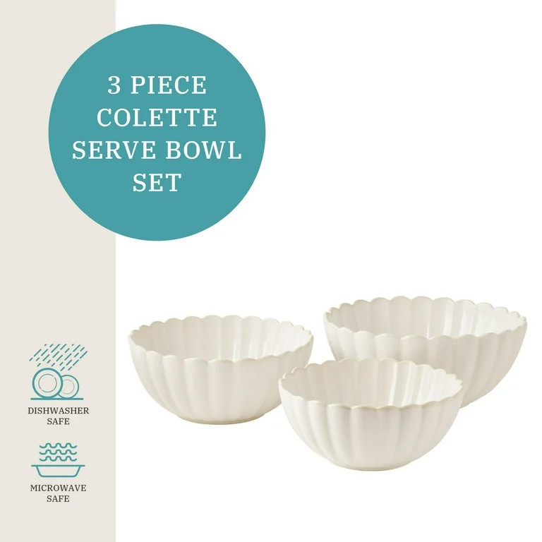 The Pioneer Woman Colette 12-Piece Stoneware Dinnerware Set, Cream | Walmart (US)