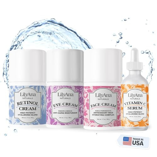 LilyAna Naturals Skincare Gift Set - Retinol Cream, Vitamin C Serum, Eye Cream and Face Cream Moisturizer - Anti Aging Skin Care Sets for Women | Amazon (US)