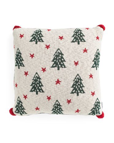 20x20 Tree Pillow With Poms | Marshalls