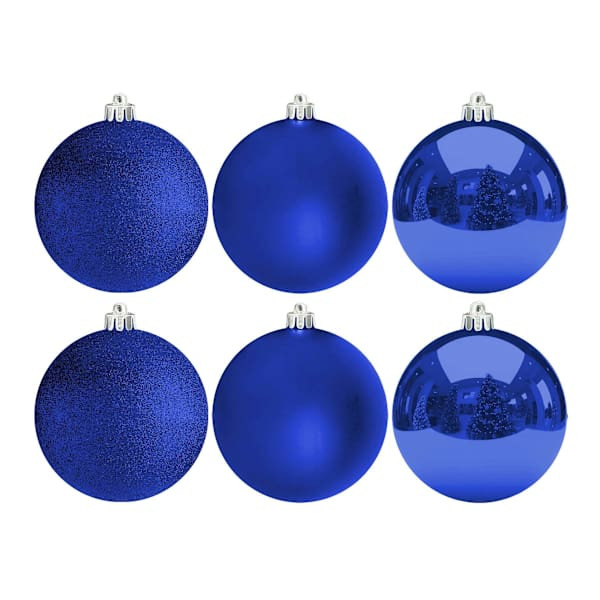 6-Count Blue Mix Shatterproof Ornaments, 100mm | At Home