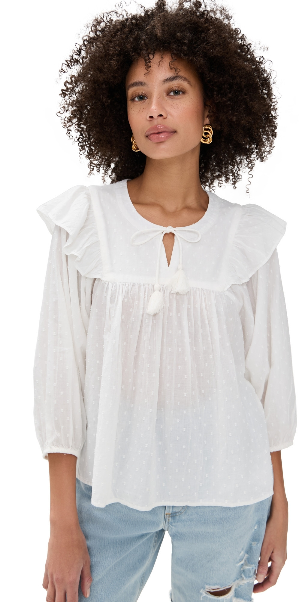 Cleobella Lina Blouse Ivory XS | Shopbop