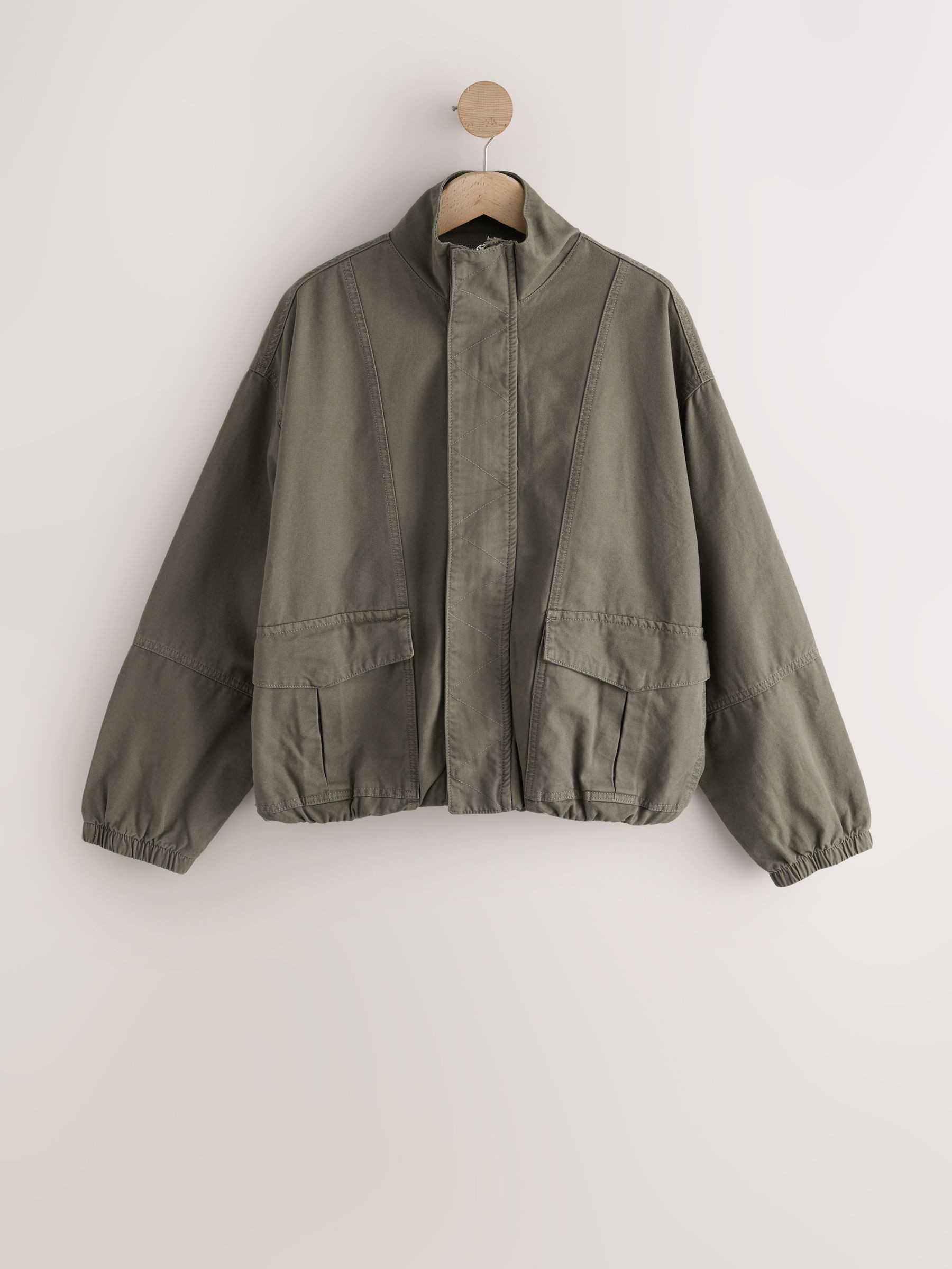 next Khaki Green Funnel Neck Jacket | Next US