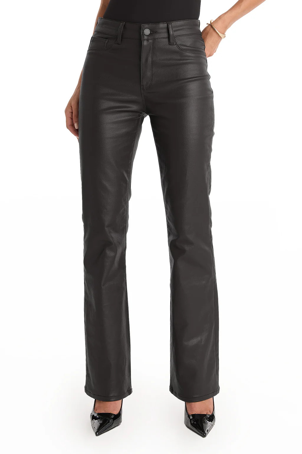 Aria Coated Flare Jean - Black | The Noli Shop