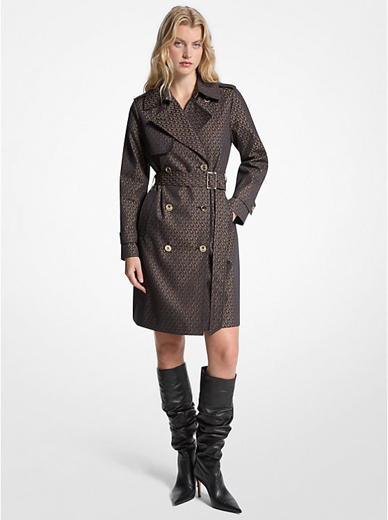 Signature Logo Cotton Blend Belted Trench Coat | Michael Kors US