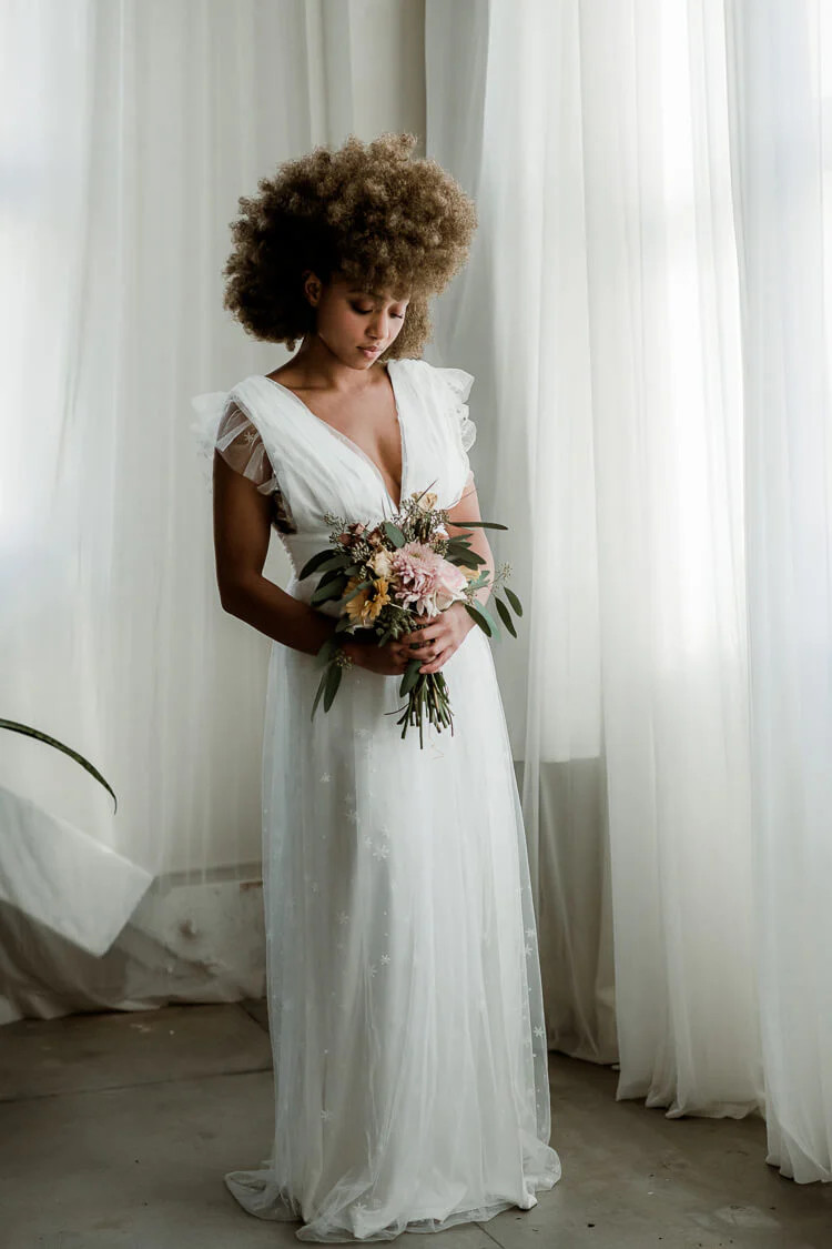 Starry Eyed Glitter Star Mesh Maxi - White | Confête