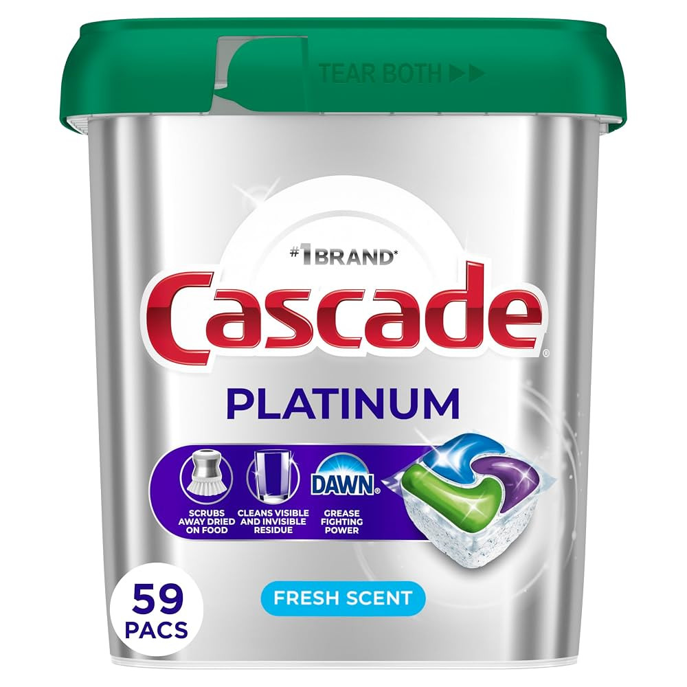 Cascade Platinum Dishwasher Pods, Dishwasher Detergent, Dish Detergent Soap, Fresh, 59 Count | Amazon (US)