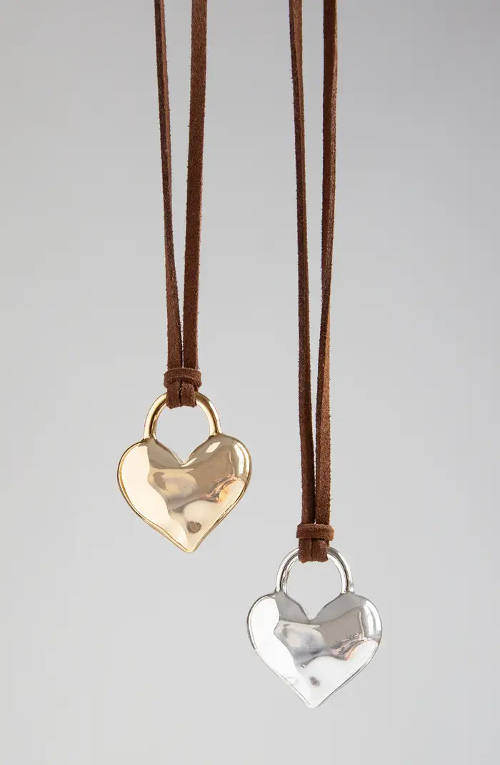 Adjustable Heart Charm Suede Pendant Necklace | Nordstrom