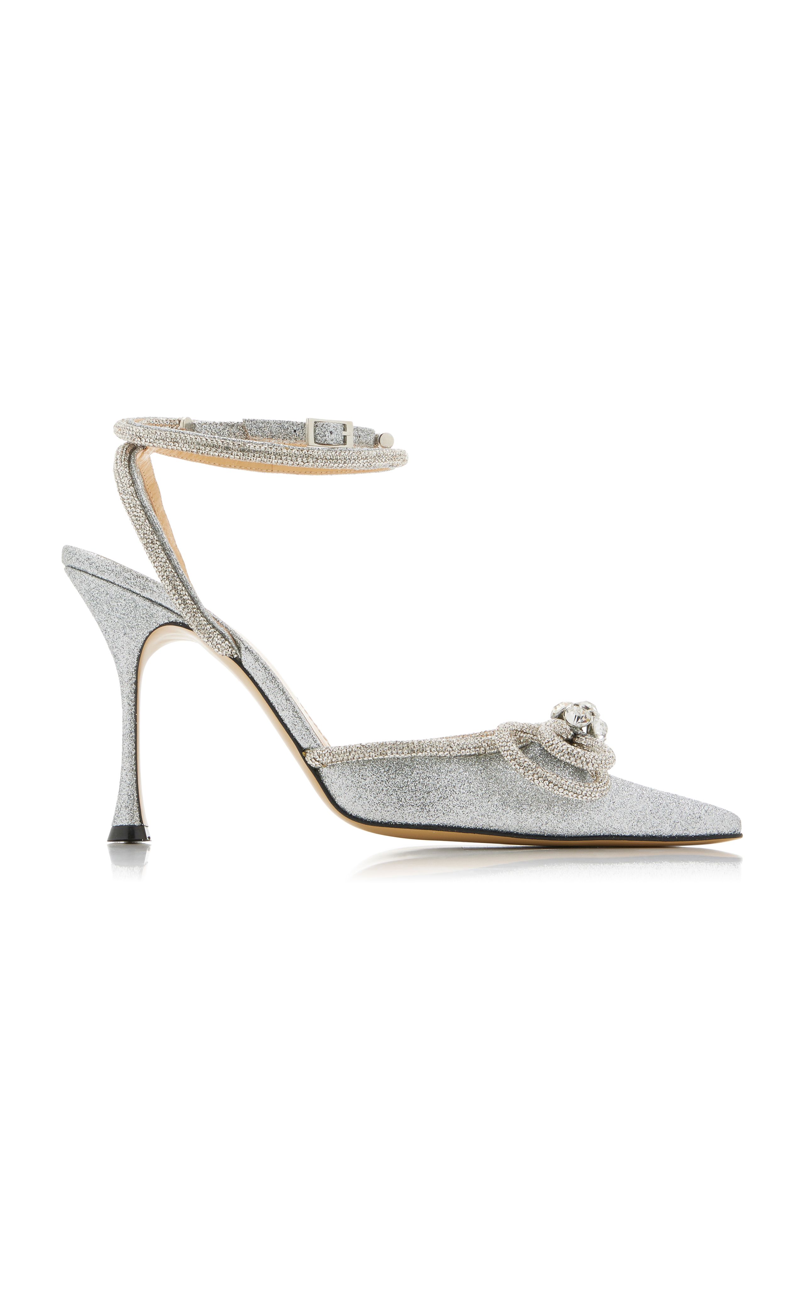 Double Bow Crystal-Embellished Glittered Pumps | Moda Operandi (Global)