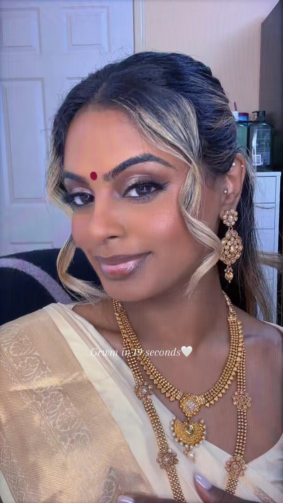 Grwm in 19 seconds🤍

Main products:
@tatcha Liquid Silk Canvas Primer
@saiebeauty Lightweight Dewy Highlighter in Sunglow
@narsissist Soft Matte Complete Concealer in Hazelnut, Light Reflecting Foundation in Caracas, Radiant Creamy Concealer in Sucre D’orge
@rarebeauty Soft Pinch Liquid Blush in Joy
@charlottetilbury Airbrush Flawless Finish Setting Powder in Tan, Airbrush Flawless Setting Spray
@maccosmetics @maccosmeticscanada Lip Liner in Chestnut, Mineralize Skinfinish in Dark Deepest, Extra Dimension Blush in Rosy Cheeks, Brushstroke Liner in Brushblack
@artistcouture Supreme Nudes Palette
@Toofaced Better Than Sex Mascara
@vasanticosmetics Kajal Waterline Liner
@fentybeauty Gloss Bomb Heat in Hot Chocolit Heat
@velourbeautyofficial Lashes in Secret Weapon (use code PAVEE20), Lash Adhesive White
@anastasiabeverlyhills That Glow Palette

#psimpressionss #southasian #weddingglam #torontomua #torontomakeupartist #maccosmetics #iwearemac #rareroutine #toofaced #charlottetilbury #velourlashes #contentcreator #torontocreator #southasianwedding #southasianfashion 

#LTKbeauty #LTKfindsunder100 #LTKfindsunder50