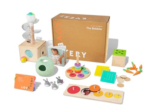 Lovevery | The Babbler Play Kit, Birthday Play Kit, Montessori Toddler Toy, 8 Play Products, 1 Board Book, and Play Guide (Best Birthday Gift for 1 Year Old), Medium | Amazon (US)