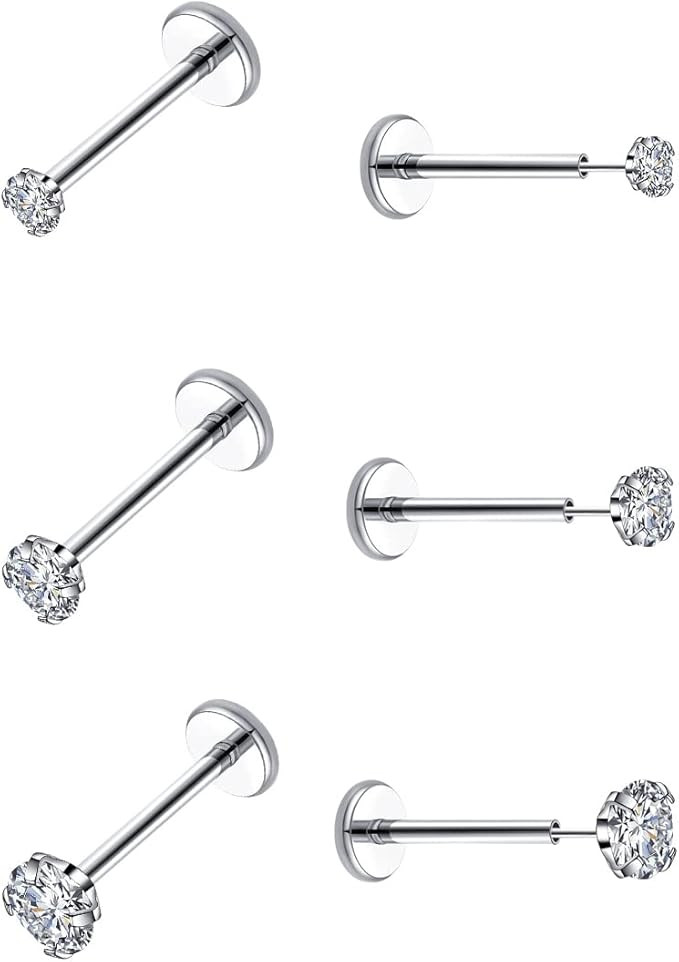 ENVYOU Small Gold Huggie Hoop Earrings Sets for Multiple Piercing, 20G Flat Back Threadless Earri... | Amazon (US)