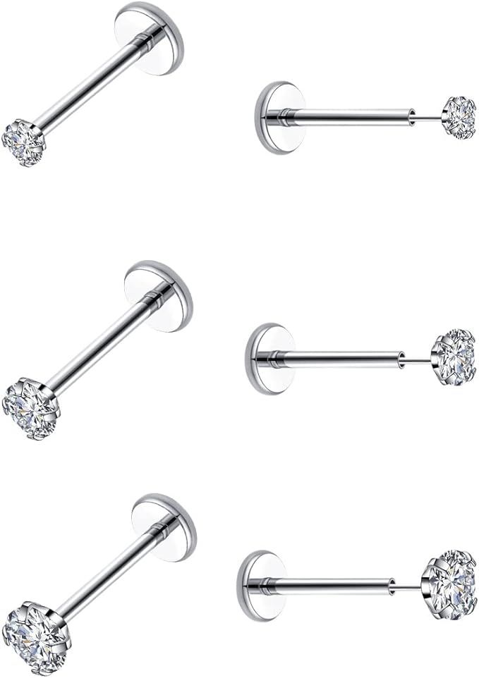 ENVYOU Small Gold Huggie Hoop Earrings Sets for Multiple Piercing, 20G Flat Back Threadless Earri... | Amazon (US)