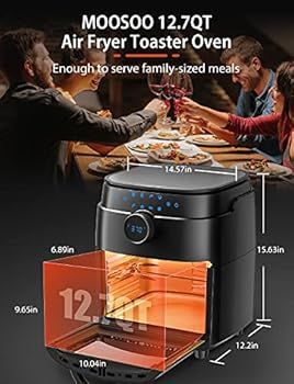 MOOSOO 12.7 Quart Air Fryer, 1800W Air Fryer Oven 8 in 1, Oil less Electric Air Fryer with Dehydr... | Amazon (US)