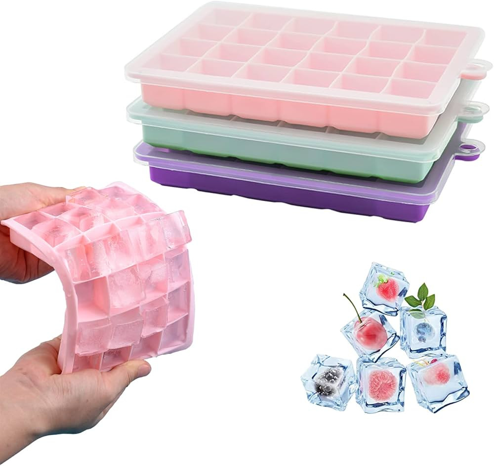 Ice Cube Tray, 3 Pack Silicone Ice Cube Molds, Silicone Ice Cube Trays, Silicone Ice Trays, Easie... | Amazon (US)