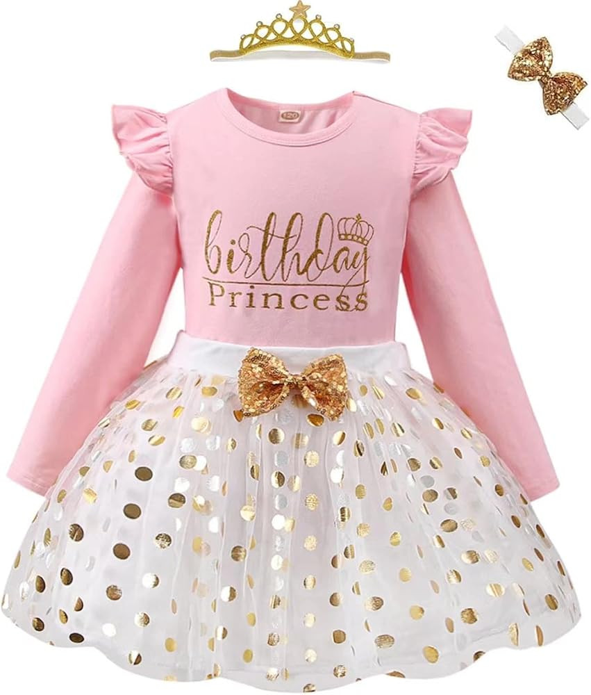 Toddler Kids Baby Girls Birthday Princess Outfits Dress Vest Tank Top Dot Mesh Tutu Skirt | Amazon (US)