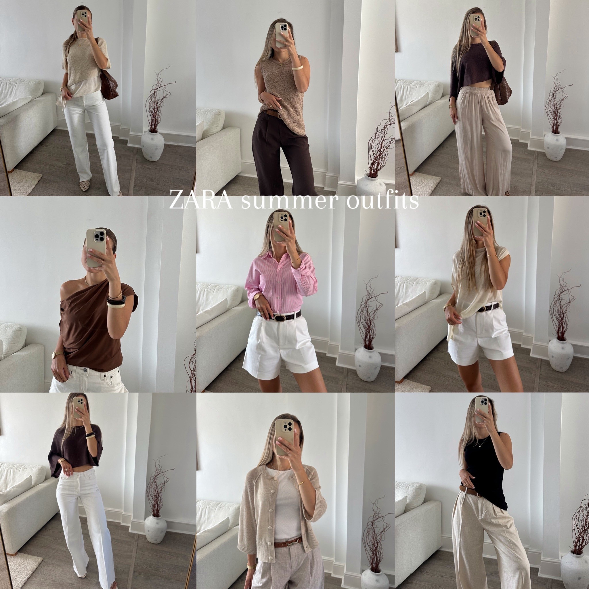 A round-up of my recent ZARA outfits 🤍 
Can’t get enough of these cute knitted tops for summer 😍