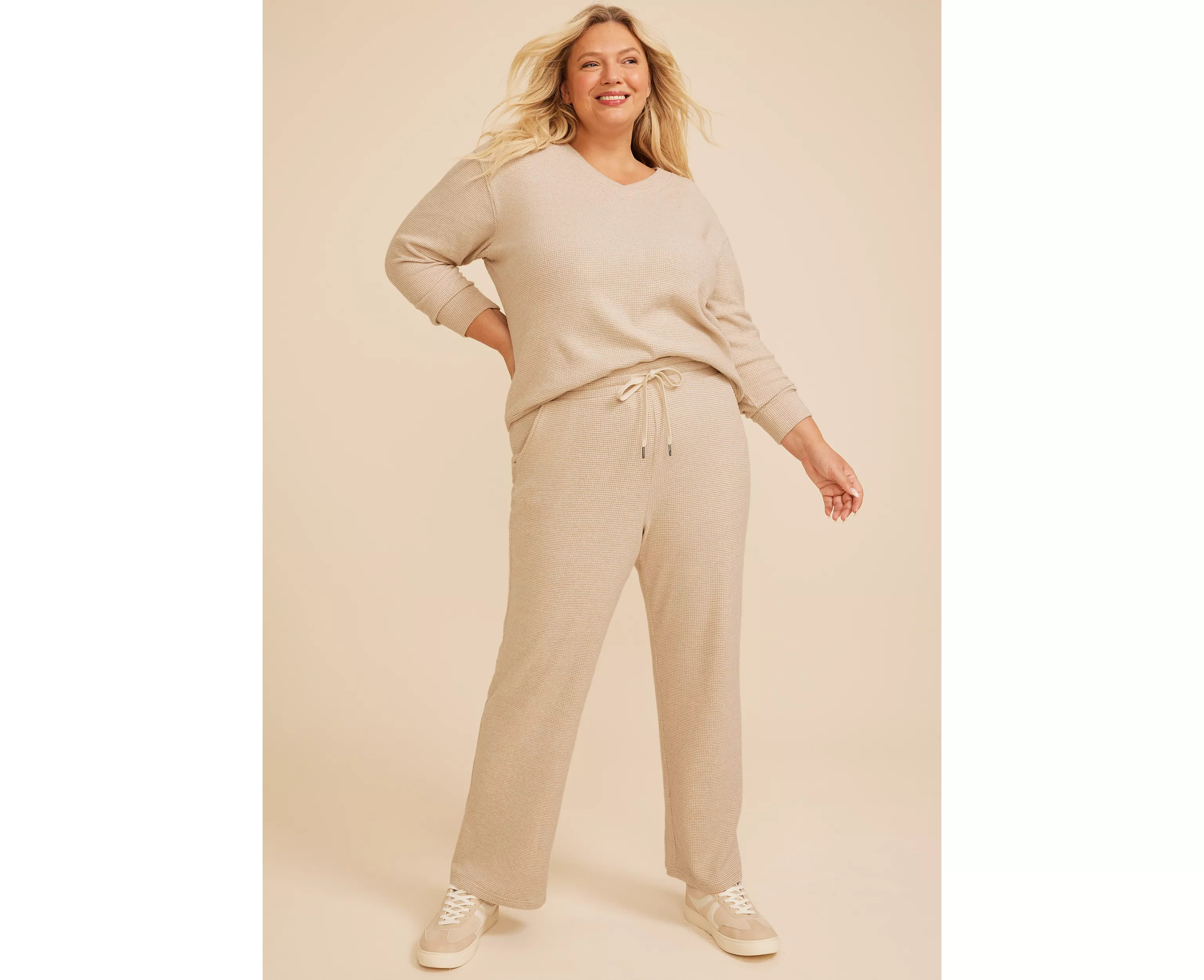 Plus Size Cozy Waffle High Rise Wide Leg Pants | maurices | Maurices