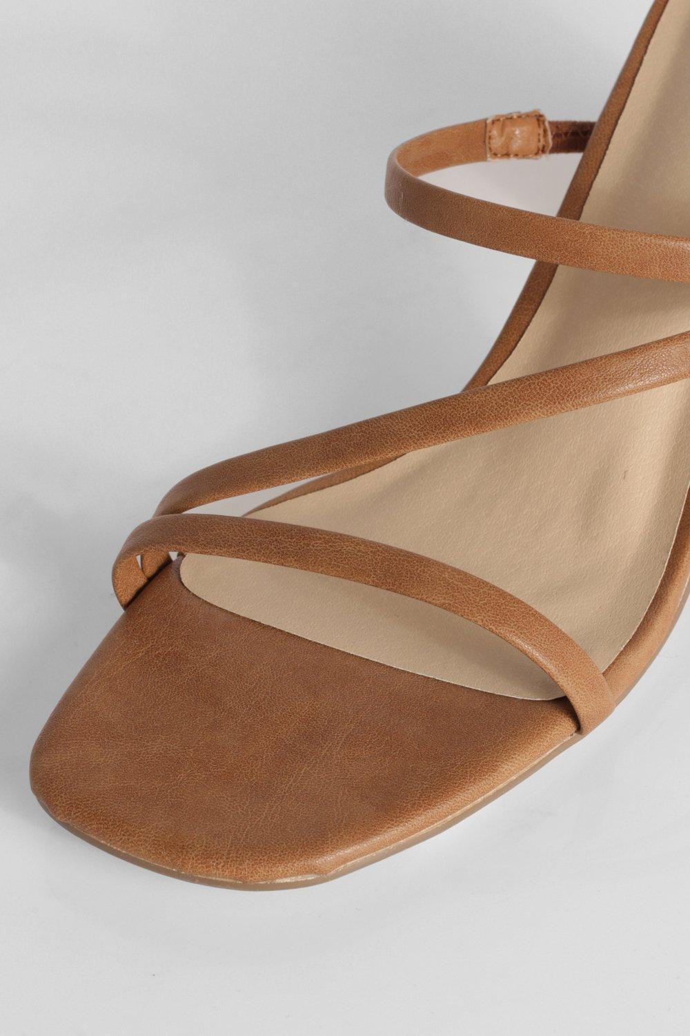 Asymmetric Strap Detail Heeled Mule | Boohoo.com (US & CA)