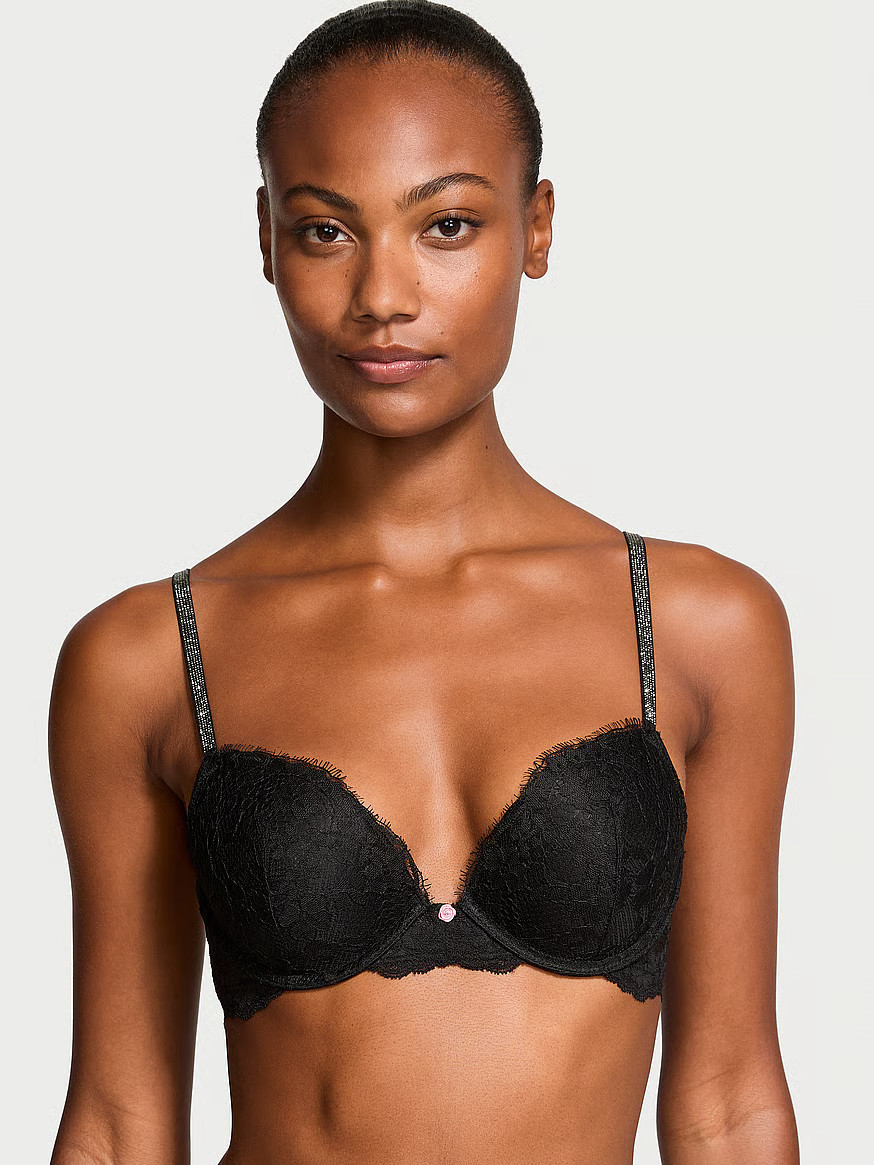 Buy Twinkle Strap Lace Push-Up Bra, Black - Order Bras online - Victoria's Secret US | Victoria's Secret (US / CA )