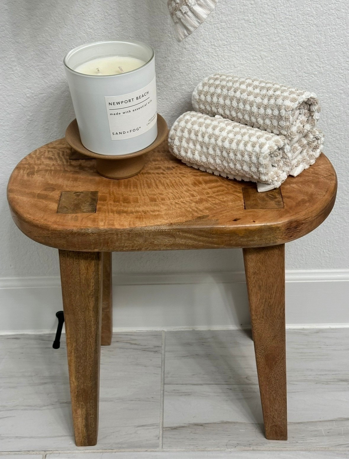 Woodland tall carved wood side table Threshold