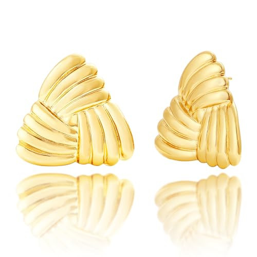 Chunky Gold Square Studs Earrings for Women- 14K Gold Plated Stainless Steel Heaven Mayhem Earrings Gold Geometric Statement Dupes Earrings for Women | Amazon (US)