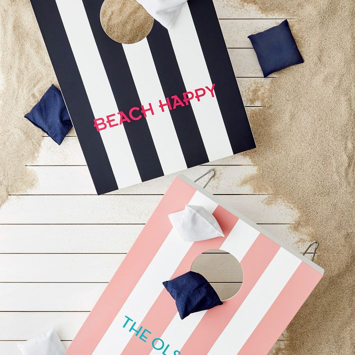 Cabana Stripe Portable Lacquer Bean Bag Toss | Mark and Graham