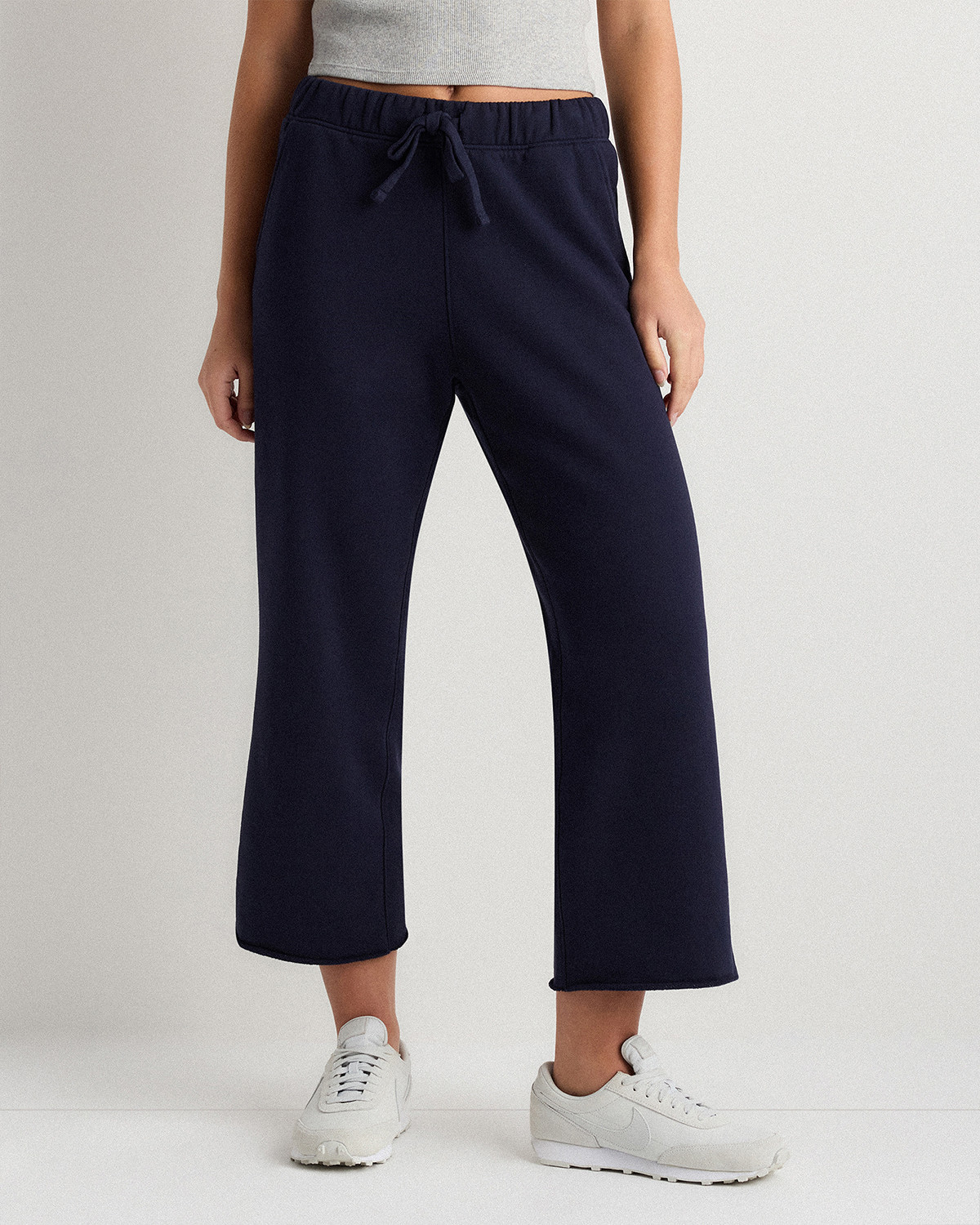 Quince | Women's Organic French Terry Cropped Wide Leg Pants in Classic White, Size XS, Organic Cotton | Quince
