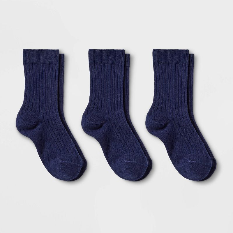 Kids' 3pk Dress Socks - Cat & Jack™ Navy | Target