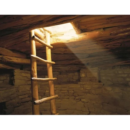A kiva ladder and sun rays in a kiva at Mesa Verde Nat l Park CO Poster Print (36 x 12) | Walmart (US)