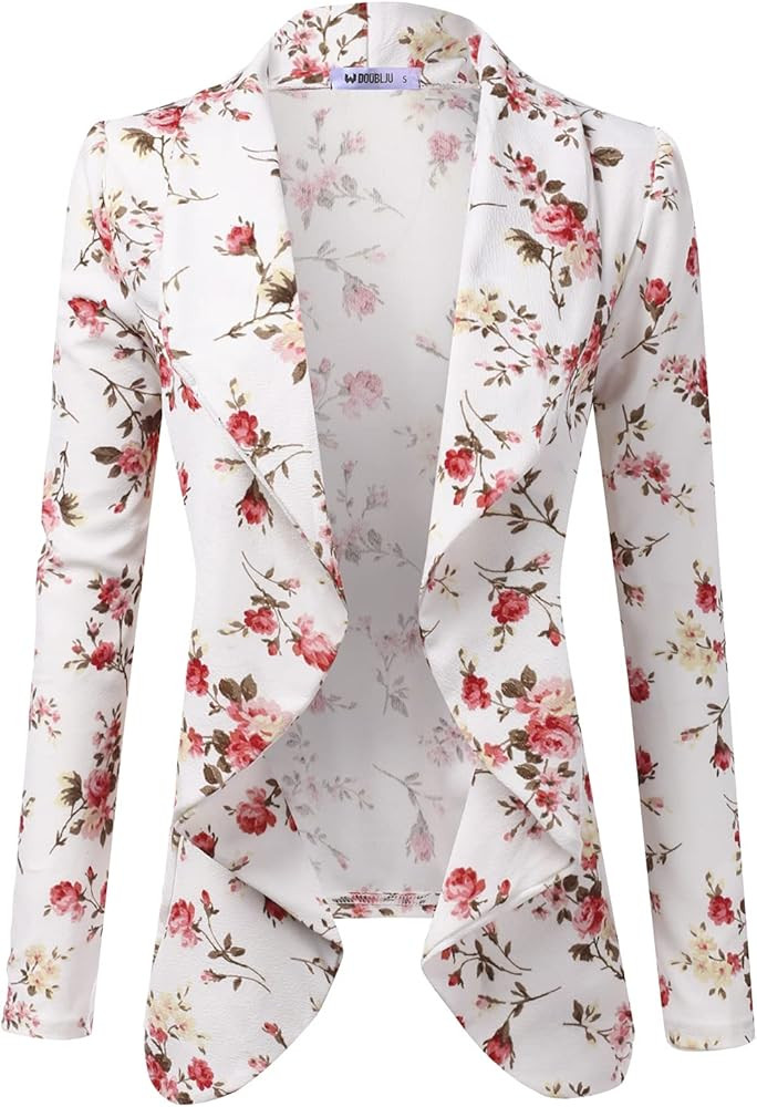 DOUBLJU Classic Draped Open Front Long Sleeve Business Casual Work Deconstructed Blazer Jackets f... | Amazon (US)